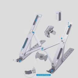 DADNSON laptop stand Aluminum Adjustable Portable Foldable Laptop Stand bol-Laptop Stand 89 Aluminium Floor and Desk Stand Rotatable Laptop Stand with Adjustable Height Compatible with Universal Laptops image 4