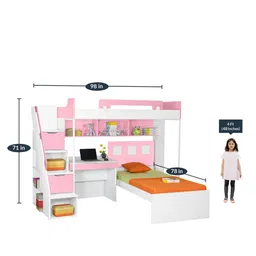 alex daisy Milano Bunk Bed with Study Table & Chair Set in Pink image 2
