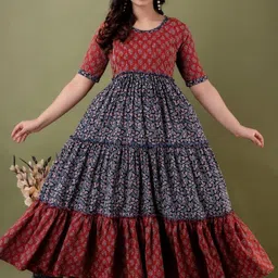 houseofcommon Women Maxi Maroon Full Length Dress image 5