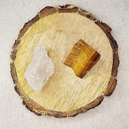 divinity crystals Clear Quartz and Tiger Eye Crystal Combo with Bark Coaster for Healing Regular Round Crystal Stone-picture-13