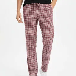 glitchez Men Straight Fit Maroon, White Pure Cotton Trousers-picture-42