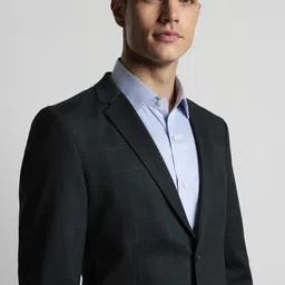 peter england Men Checkered Single Breasted Formal Blazer image 5