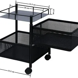 veksin Kitchen Rack Square Design for Fruits & Vegetable Onion Storage 2-layer Iron Kitchen Trolley image 3