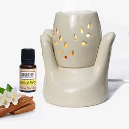 Pure Source (India) Ceramic Hand Shape Electric Diffuser Light Lamp (5.5 Inch) (10ml Sandalwood) Home, Office, Living Room, Gifting Purpose Diffuser-picture-27