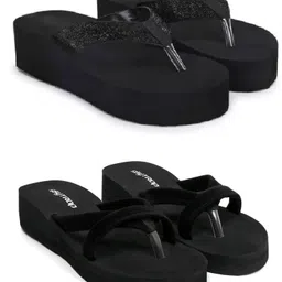 Stylish Comfortable and Trending Medium Heel Flip Flops Combo of 2 Women Slippers-image-10