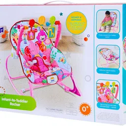 baby moo Infant To Toddler Happy Baby Bouncer With Hanging Toys Pink Rocker image 5