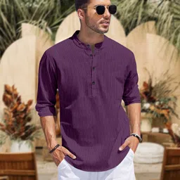 nofilter Men Solid Silk Blend Straight Kurta image 3