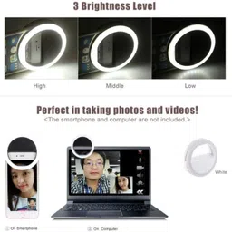 HIFY Ring Light | Reahcargable New Model Selfie Enhancing Ring Light with 3 Level of Brightness for Photography Video Calling (Smart Phones Laptop Tablet)... Ring Flash image 3
