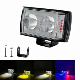drivexpert Mini Double Lens Fog Light with yellow & White Fleshing Light(RED & Blue DRL)123 Fog Lamp Motorbike LED for Ford (12 V, 45 W) image 5
