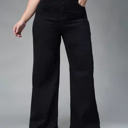 miss chase Women Flared High Rise Black Jeans-picture-11