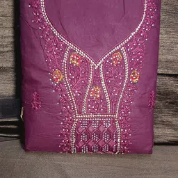 ss fashion Unstitched Pure Cotton Salwar and Dupatta Material Embroidered image 2