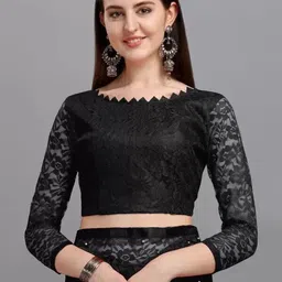 vragi Floral Print Bollywood Net Saree image 3