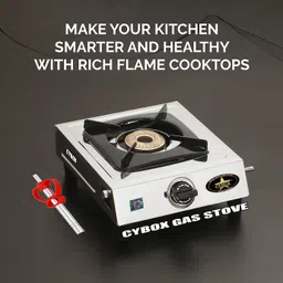 cybox Heavy Single Burner Gas Stove With Lighter GS14 Stainless Steel Manual Gas Stove image 4