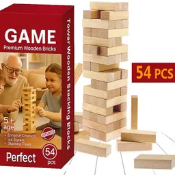jingaplayme Wooden Balance Tower Game | Jenga Style Stacking Toy for Kids image 1