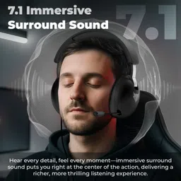 evofox Hyperion USB A+C, 7.1 Surround Sound 50mm Drivers with Retractable Mic Wired Gaming Headset image 2