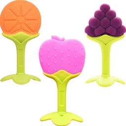 ravuk Fruit Shape Silicon Baby Teether- Safe, Soft, and BPA-Free (Pack of 3) T3W Teether image 1