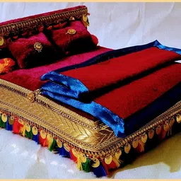r d handicraft Thakur ji & Laddu Gopal Ji & Kahna ji Bed With Blanket Silk All Purpose Chowki-picture-32