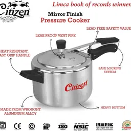 citizen Smart 2 Ltr Mirror Finish Inner Lid Pressure Cooker (ISI Certified) 2 L Pressure Cooker image 3