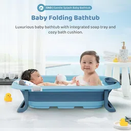 staranddaisy New Born Baby Folding Bathtub with Cushion & Soap Tray Bar for 0 - 3 Years image 2