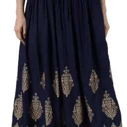 neel collection Women Printed Flared Dark Blue Skirt-picture-11