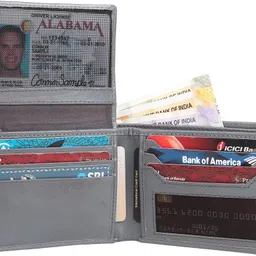 g & h Men Formal, Travel Grey Genuine Leather RFIDWallet image 4