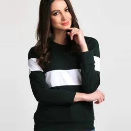 db fashion Women Colorblock Round Neck Cotton Blend Black T-Shirt-picture-12