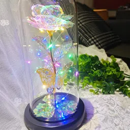 grilax Rose Gift For Her, Galaxy Glass Rose Flower And Butterfly Multicolor Callalily Artificial Flower image 2
