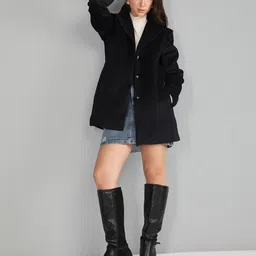 honnete 100 % Polyester Solid Coat For Women-picture-13