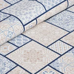 mafatlal Blue Geometric 210 TC Cotton King Sized Bed Sheets with 2 Pillow Covers image 2