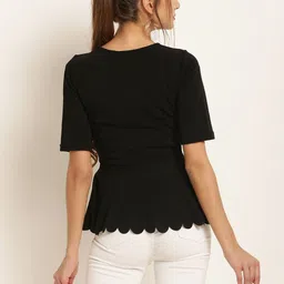 harpa Casual Regular Sleeves Solid Women Black Top image 3