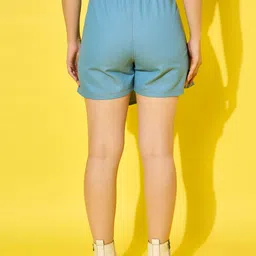 buynewtrend Solid Women Denim Light Blue Skort image 2