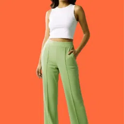 laxmisports Women Straight Fit Green Cotton Blend Trousers-picture-40
