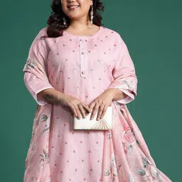 indo era Women Linen Kurta Pant Dupatta Set-picture-11