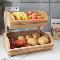 larihk retail 2 Tier Wooden Fruit & Vegetable Basket Wooden Fruit & Vegetable Basket-picture-12