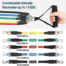 fitness scout Resistant Tube Set of 5 Latex Rope Stretching Toning Home Gym Toning Tube Resistance Tube image 2