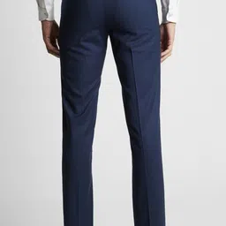 peter england Men Slim Fit Blue Polyester Trousers image 3