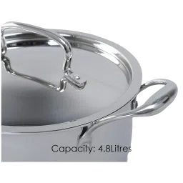 WONDERCHEF Nigella 4.8L Non Stick Aluminium & Stainless steel Casserole with Stainless Steel Lid (Induction Compatible, Even Heat Distribution, Silver) image 4