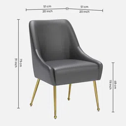 casacraft from pepperfry Syros Leatherette Dining Chair In Grey Colour image 2