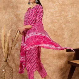 d k w Self Design Kurta, Trouser/Pant & Dupatta Set image 3