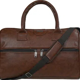 goldline 50 L Hand Duffel Bag - Stylish Fully Lined Travel Duffle Bag with Heavy Quality Zippers and Hand Handles/ Waterproof Leather Lightweight 50 L Tour Bag/Overnighter Durable Airport Bag with Shoe Pocket/Spacious Weekender Luggage Bag for Men and Women (54 x 31 x 29 Cm) - Brown - Large Capacity-picture-14