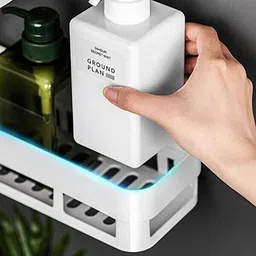 shrey Self Adhesive Wall Hanging BATHROOM floating Shelf (pack of 2) 1.331 Plastic Wall Shelf image 3