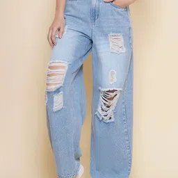 puella Women Flared High Rise Blue Jeans image 1