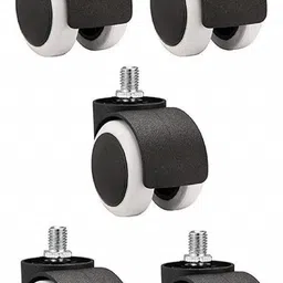 breewell Threaded Twin Castor Nylon Revolving Chair Wheel (Black) - Set of 5 Swivel Furniture Caster-picture-28