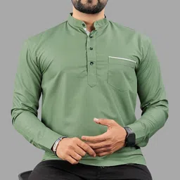 sopani Men Solid Cotton Blend Straight Kurta-picture-27