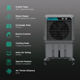 Symphony Movicool L125 125 Litres Commercial Air Cooler with Whisper-Quiet Operation (Cool Flow Dispenser, Dark Grey) image 3