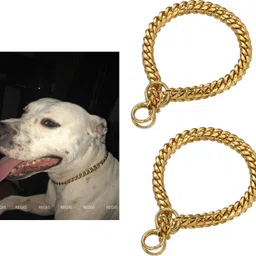 regiis Combo of 2 Brass Chain for Medium Size Dogs Dog Choke Chain Collar-picture-25