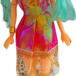 shizuha Fashion Doll with Teal Hair, Metallic Party Dress and Crystal Crown Set-picture-34