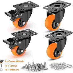 hinglaj Castor Wheels Heavy Duty Furniture Pads Office bed wheels Moving Caster Braking and Locking Furniture Caster image 5