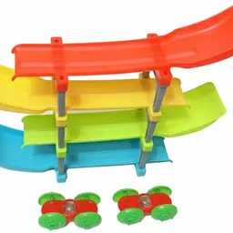 alvero 4-Tier Ramp 2 Light-Up Cars Toy Set for Kids - Educational Race Track Ramp Car image 3