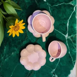 fariya Pack of 2 Ceramic Sunflower Bloom Ceramic Cup & Saucer Set image 4